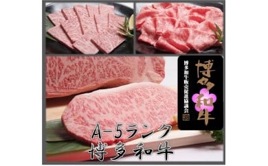 HA0182_【A5ランク】博多和牛三昧セット(サーロインステーキ/しゃぶしゃぶ・すき焼き/焼肉)【伊豆丸商店】