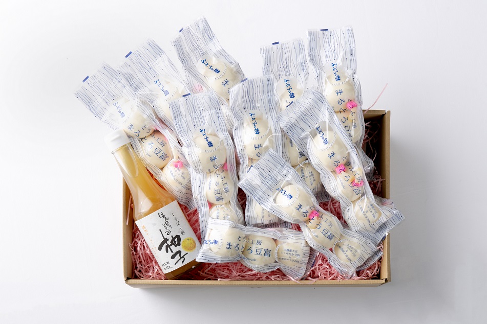 HA0807_宗像産大豆ふくゆたかを使った「まるとろ豆富」30個＆白ぽん酢ほんのりとろみ柚子300ml【ぶどうの樹】