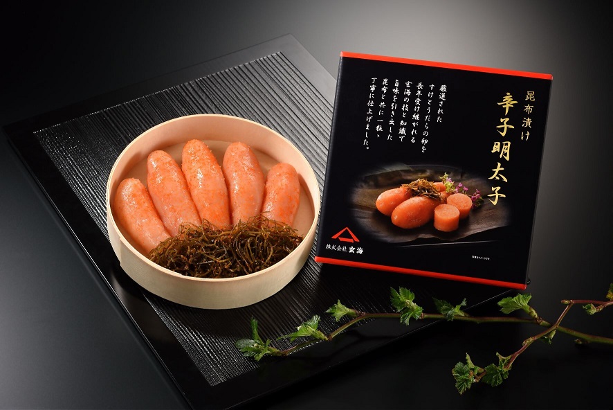 HA1239_無着色辛子明太子　昆布漬け樽入り450g【玄海】
