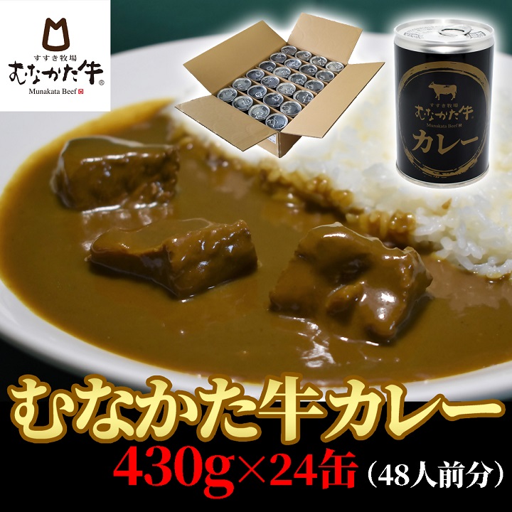HA1269_むなかた牛カレー 24缶（48人前分) 【すすき牧場】