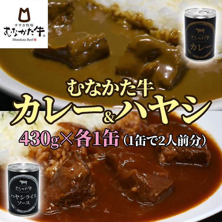 HA1271_むなかた牛 金のカレー&銀のハヤシ 食べ比べセット（各1缶）【すすき牧場】