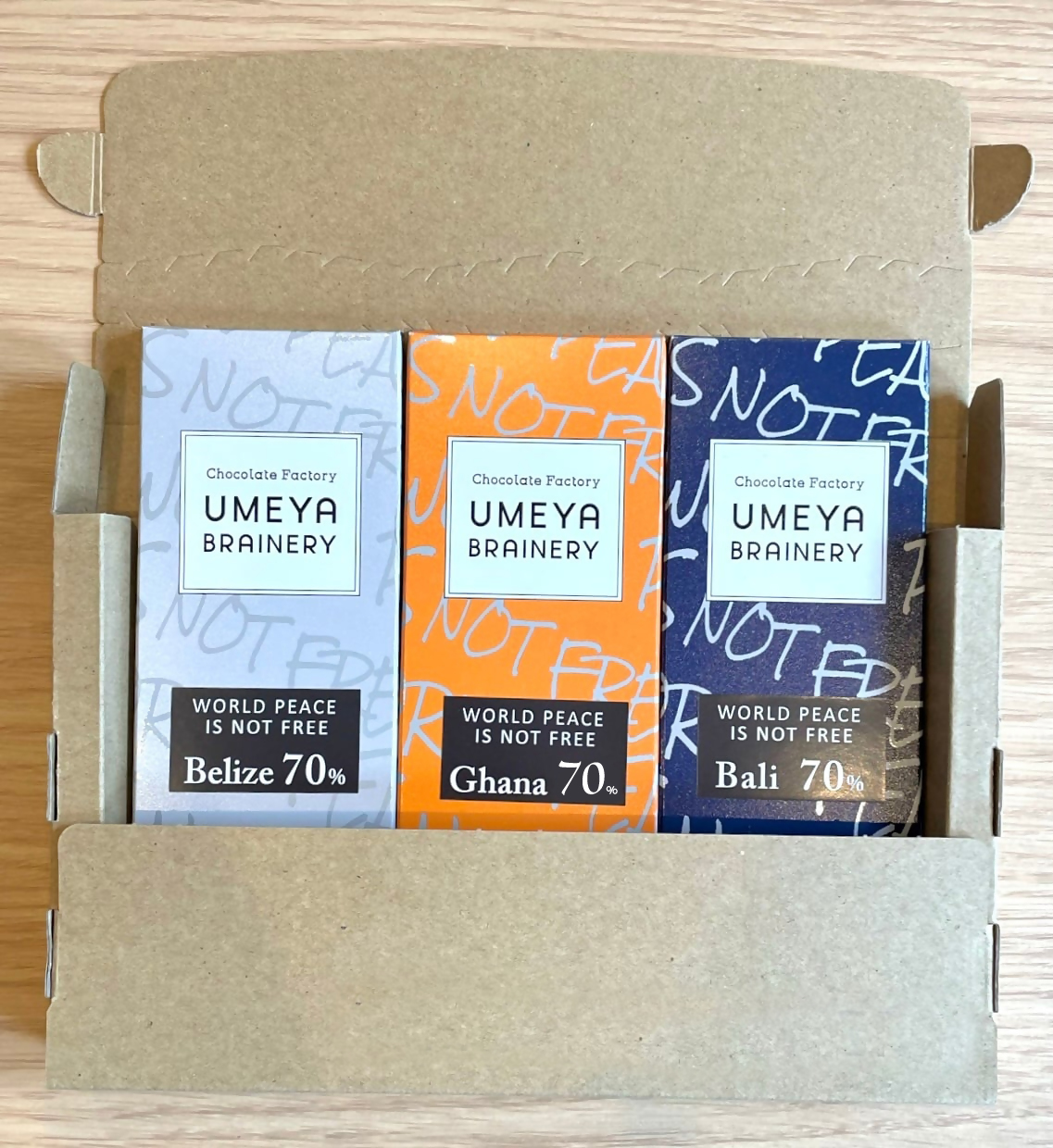 HA1601_【一週間以内に発送】Bean to BAR 産地別カカオ豆のチョコレート3種食べ比べ【UMEYA BRAINERY】