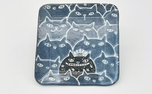 HA1722_星猫キングを探せ 角皿 small【716】