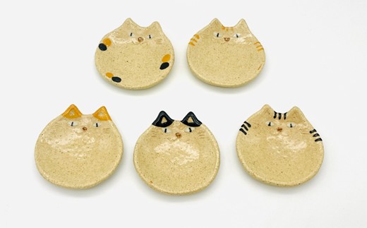 HA1725_猫小皿5枚セットBASIC【716】