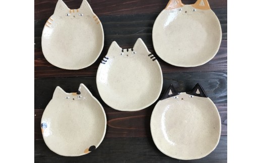 HA0405_ネコザラ 大皿5枚セット!【716】