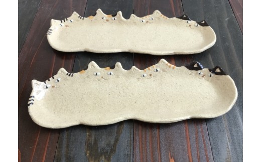 HA0406_4猫姉妹の長皿~2枚セット~【716】