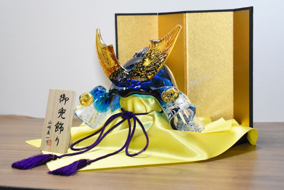 HA1987_ガラスの武将兜 GK-11BL(青)【粋工房】