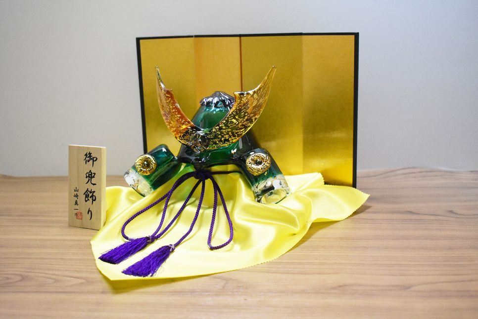 HA1989_ガラスの武将兜 GK-11GR(緑)【粋工房】