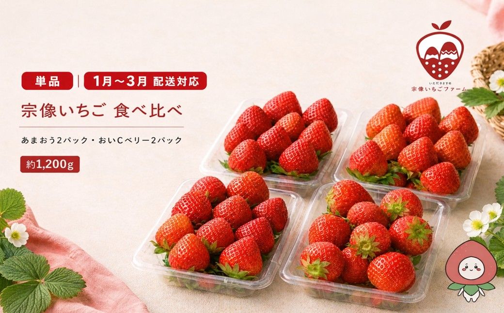 HA2067_【先行予約】【2027年1月より順次発送】人気のいちご 2品種食べ比べセット【宗像いちごファーム】