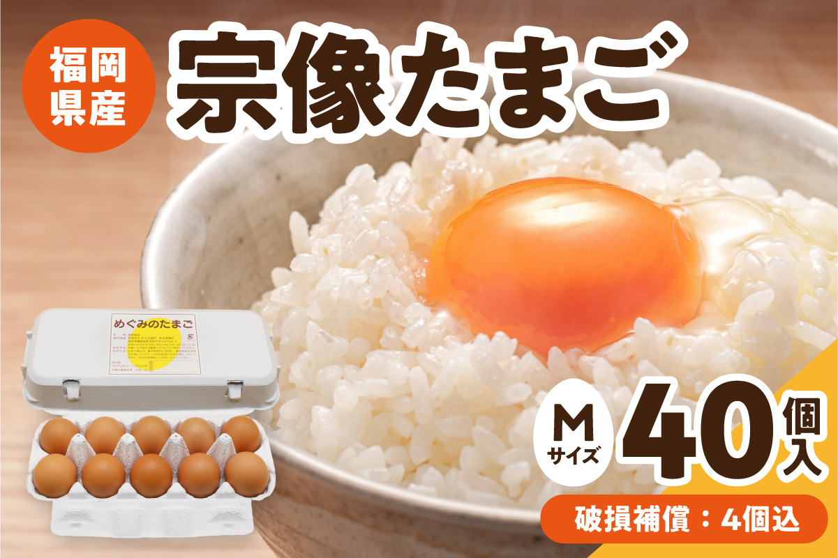 HA2098_新鮮 赤卵「宗像たまご」Mサイズ 40個(36個＋補償4個)【JAほたるの里】