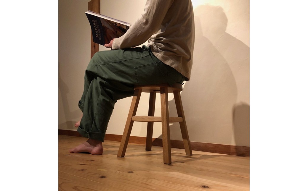 HA0715_四方転びのスツール（ホワイトオーク）/　丸椅子　スタッキング　伝統工法　無垢材【GOOD WOOD WORKS】