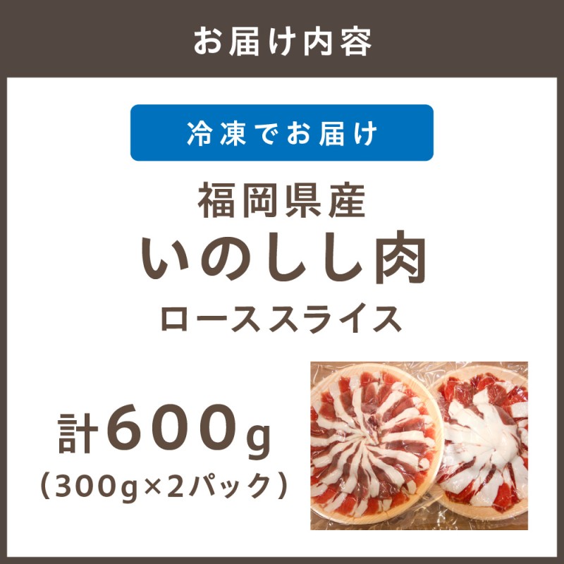 HA1050_福岡県産いのしし肉ロース スライス 600g（300g×2パック）【宗像観光協会】