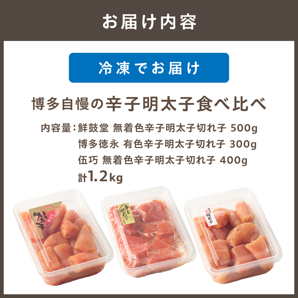 HA1051_博多自慢の辛子明太子食べ比べ 1.2kg【コープファーム】