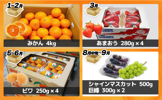 HB0090_【定期便/年6回】むなかた旬のフルーツ6回定期便【ほたるの里】