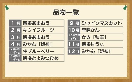 HB0171_【定期便/年11回】JAむなかた厳選!旬のフルーツ定期便【JAほたるの里】