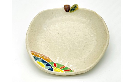 HA1717_ヒラメキ!の林檎皿 白マット【716】