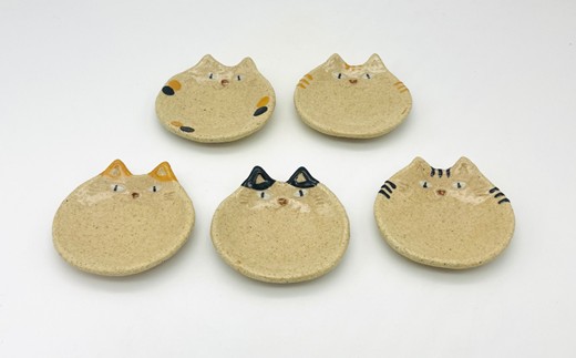 HA1725_猫小皿5枚セットBASIC【716】