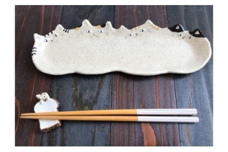 HA0406_4猫姉妹の長皿~2枚セット~【716】