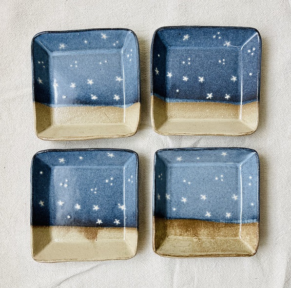 HA0971_むなかた夜の浜辺 角皿 4枚セット【716】