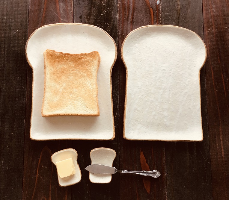 HA0973_食パンの皿　ラージサイズ　4枚セット+箸置き4個セット【716】