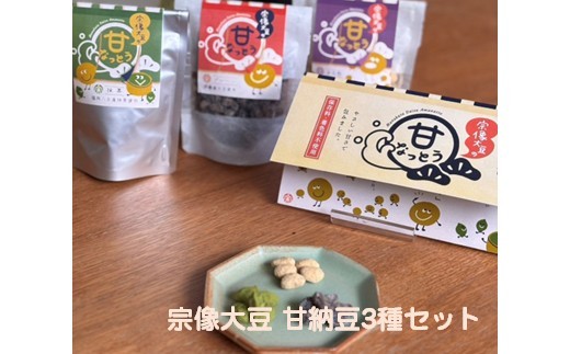 HA2009_宗像大豆 甘納豆3種セット(プレーン、きなこ、抹茶)【エスピープラン】