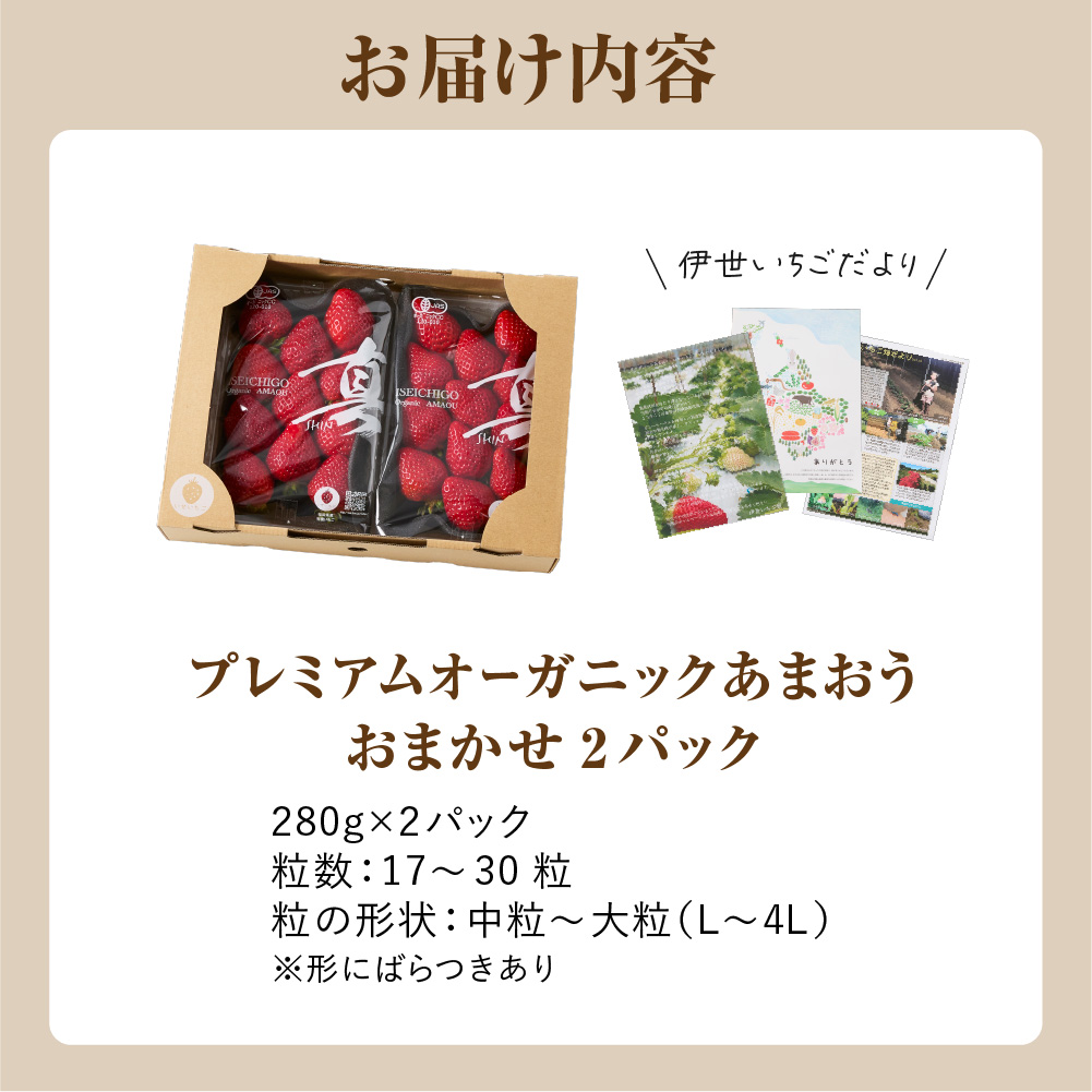 HA1116_オーガニックあまおう「いせいちご」2パック(280g×2)【伊世いちご畑】