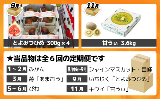 HB0090_【定期便/年6回】むなかた旬のフルーツ6回定期便【ほたるの里】