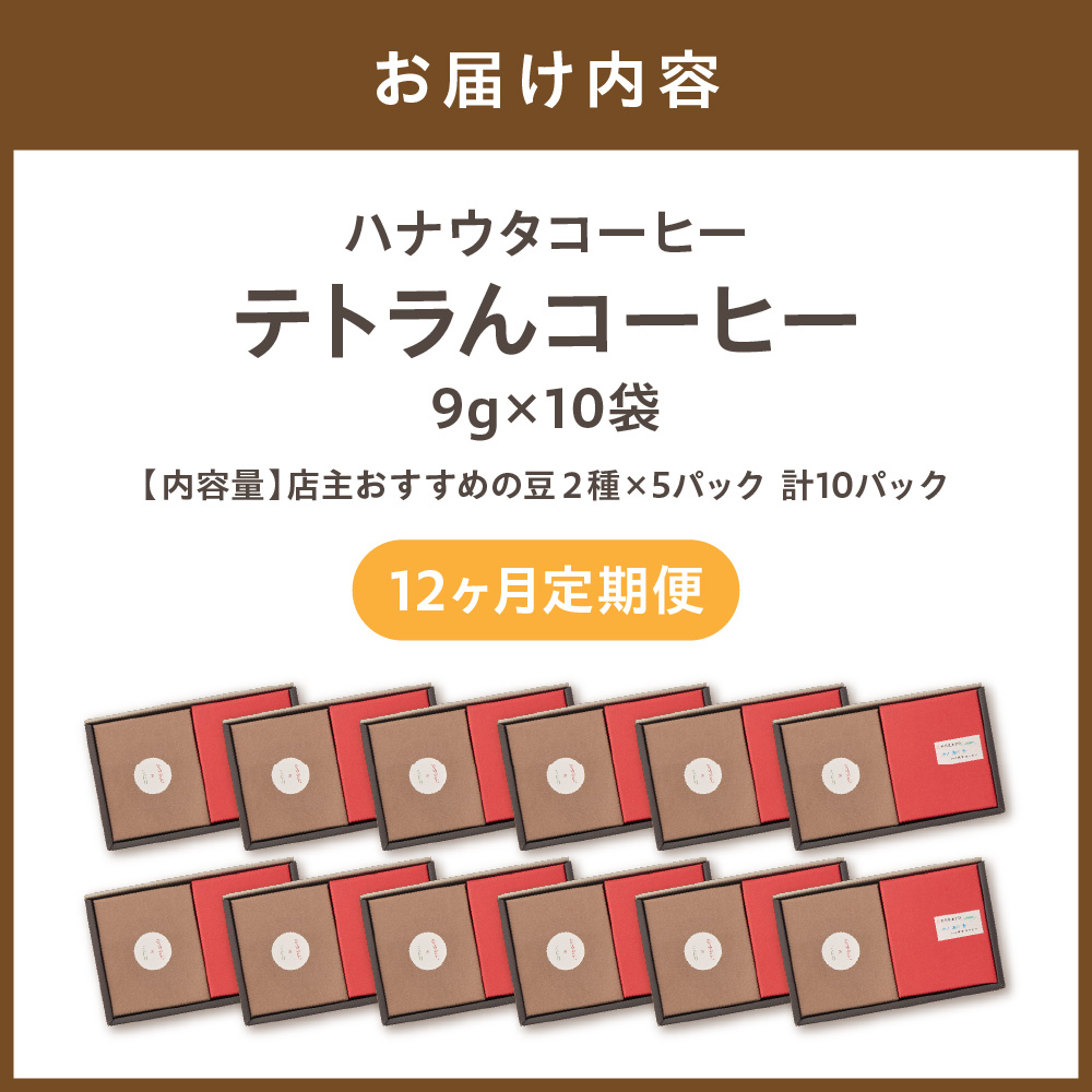 HB0108_【毎月お届け】器具のいらないコーヒーパック テトラんコーヒー【ハナウタコーヒー】