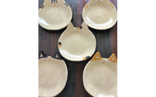 HA0405_ネコザラ 大皿5枚セット!【716】